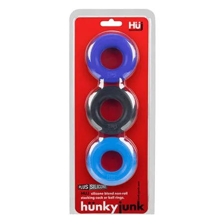 cock ring for entry vibes-Hunkyjunk HUJ3 3-pack c-ring,  blue multi