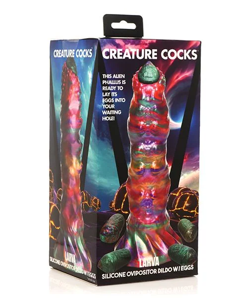 thin glass smooth dildo-Creature Cocks - Larva Ovipositor Silicone Dildo w/Eggs