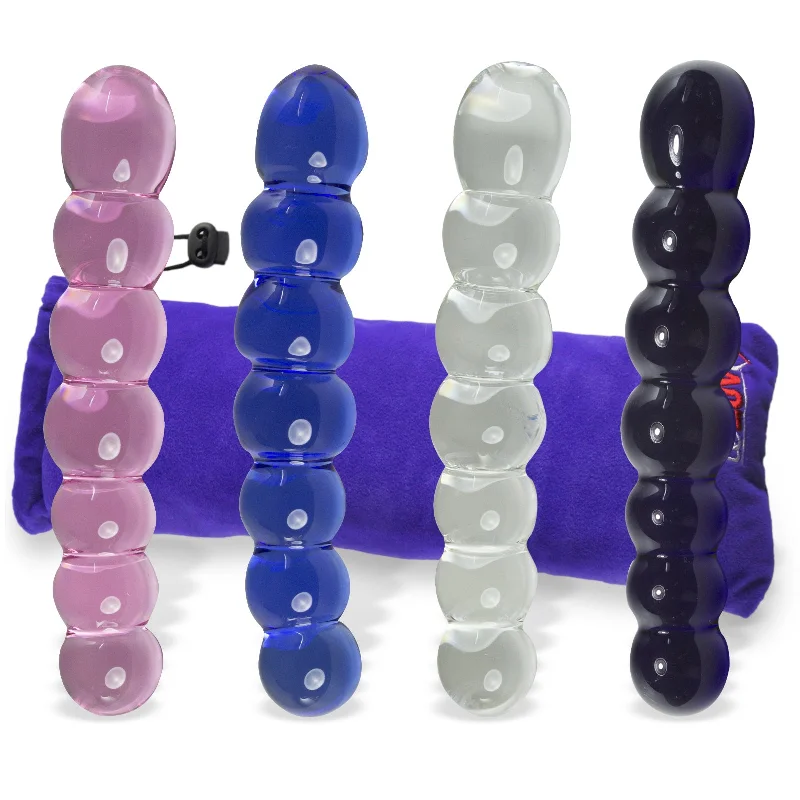 soft silicone blue dildo-LeLuv Dildo Glass 6.5 inch Bent Bubble Wand Bundle with Premium Padded Pouch