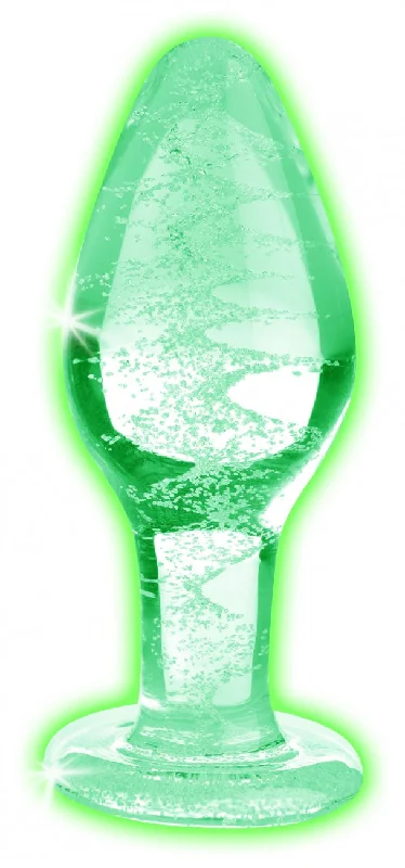 Anal toys for bold joy-Glow-In-The-Dark Glass Anal Plug