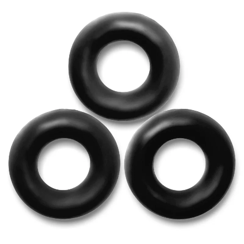 cock ring with slim profile-Oxballs Fat Willy 3-Pack Jumbo Cockrings Black