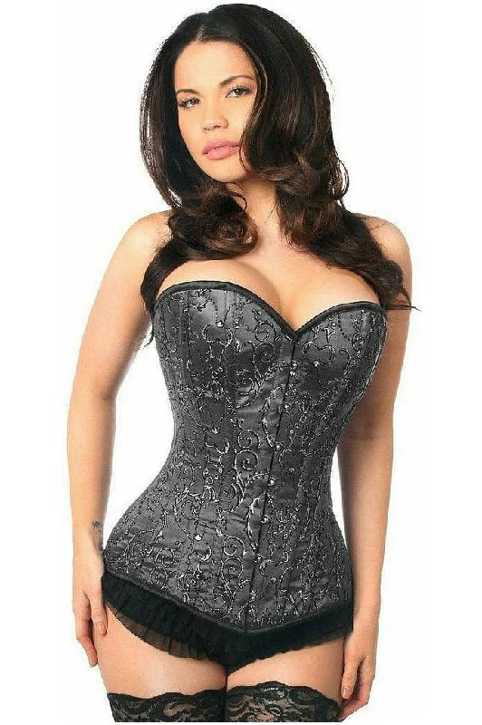 corset with side ribbons-Top Drawer Embroidered Overbust Corset Small/Large