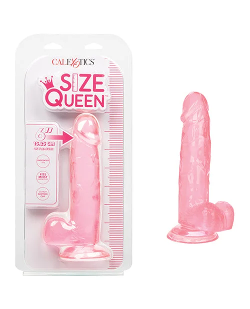 textured silicone straight dildo-Size Queen 6" Dildo - Pink