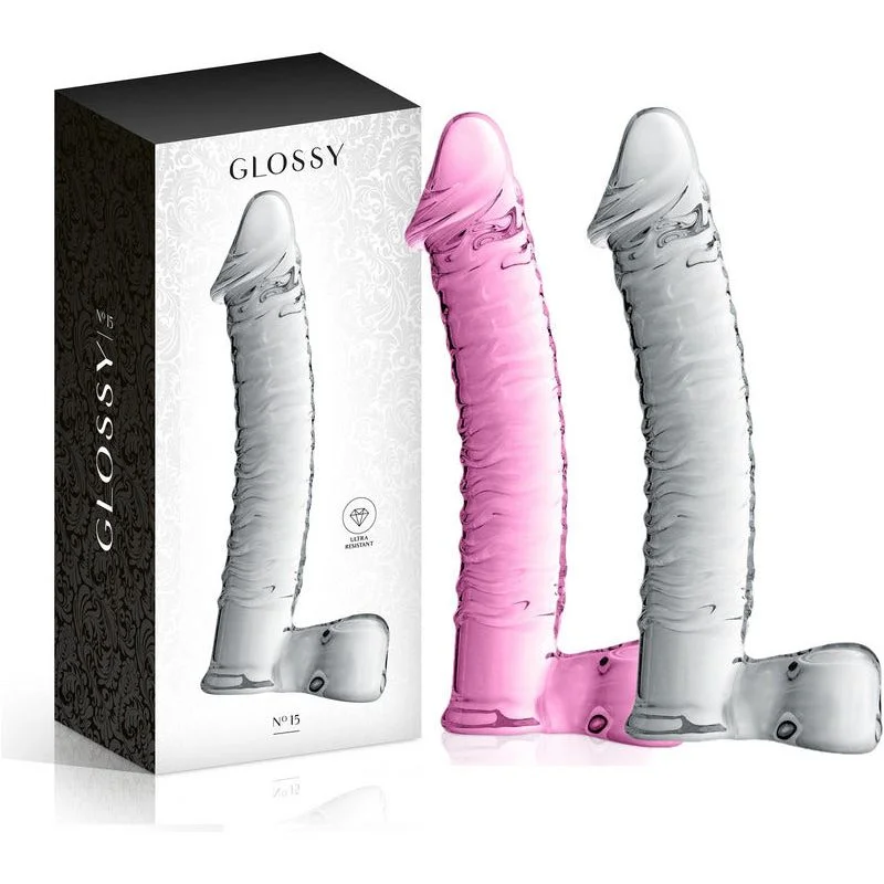 straight glass textured dildo-Dildo en Pyrex - Glossy Toys - Quinze