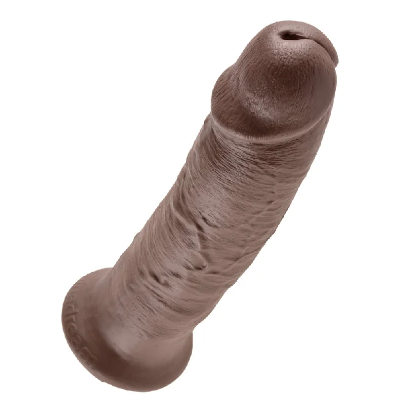 ribbed rubber thick dildo-King Cock 10 In Cock Brown