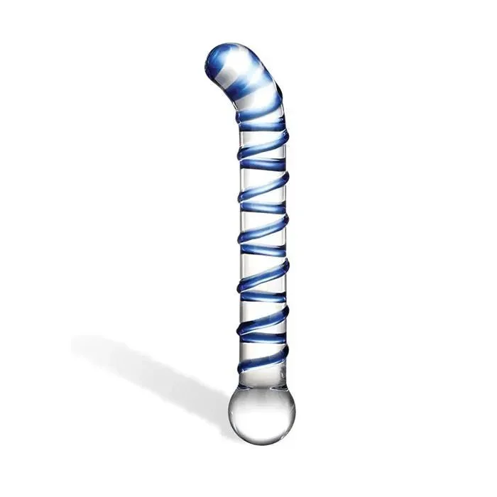 fantasy glass silver dildo-Mr. Swirly 6.5" G-Spot Glass Dildo