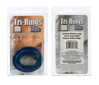 cock ring for partner fun-Tri Rings - Blue