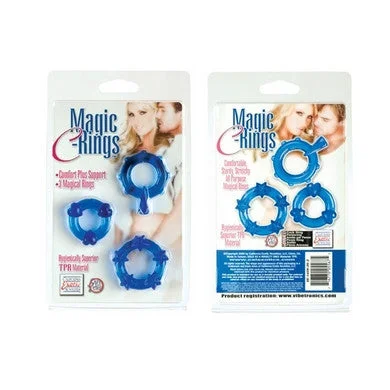 cock ring with cool fun-Magic C-Rings - Blue