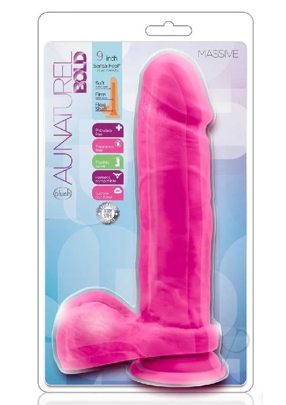 realistic silicone pink dildo-Au Naturel Bold Massive Dildo 9 Pink