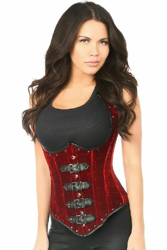 corset dress for community event-Top Drawer Faux Leather/Velvet Cupless Corset