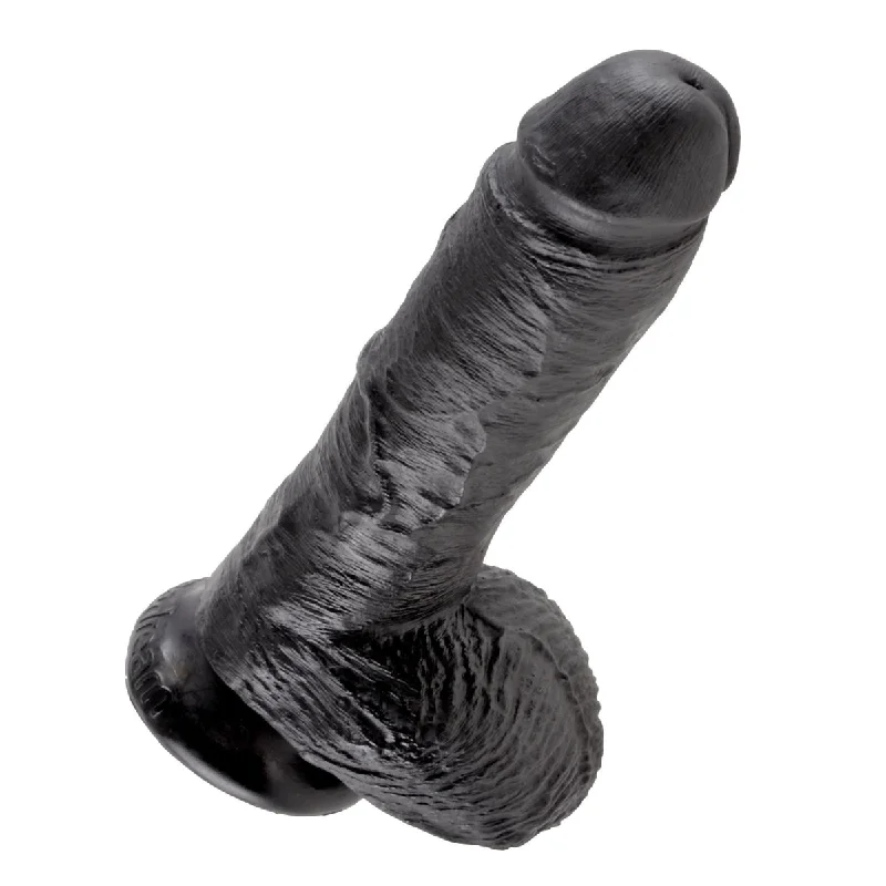 thin silicone black dildo-King Cock 8 In Cock W-balls Black