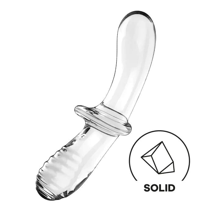 straight rubber red dildo-SATISFYER Double Ended Crystal Glass Dildo - Transparent