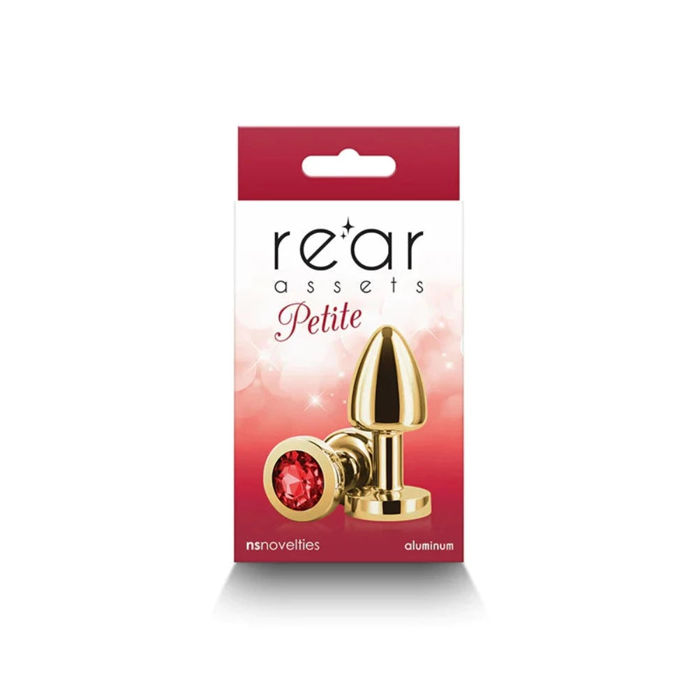 Anal toys with posh vibe-Rear Assets ''Petite'' Gold / Red Gem Plug -Small