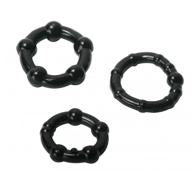 cock ring with carry joy-Trinity For Men Penis Rings Set Of 3 Tpr Black