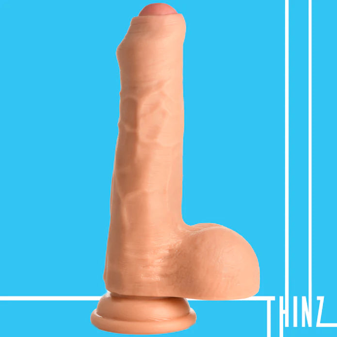 lifelike rubber textured dildo-Thinz 7" Uncut Dildo with Balls