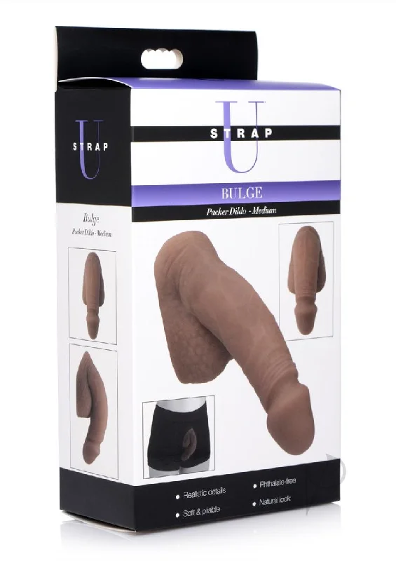 thin silicone silver dildo-Strap U Bulge Packer Dildo Medium