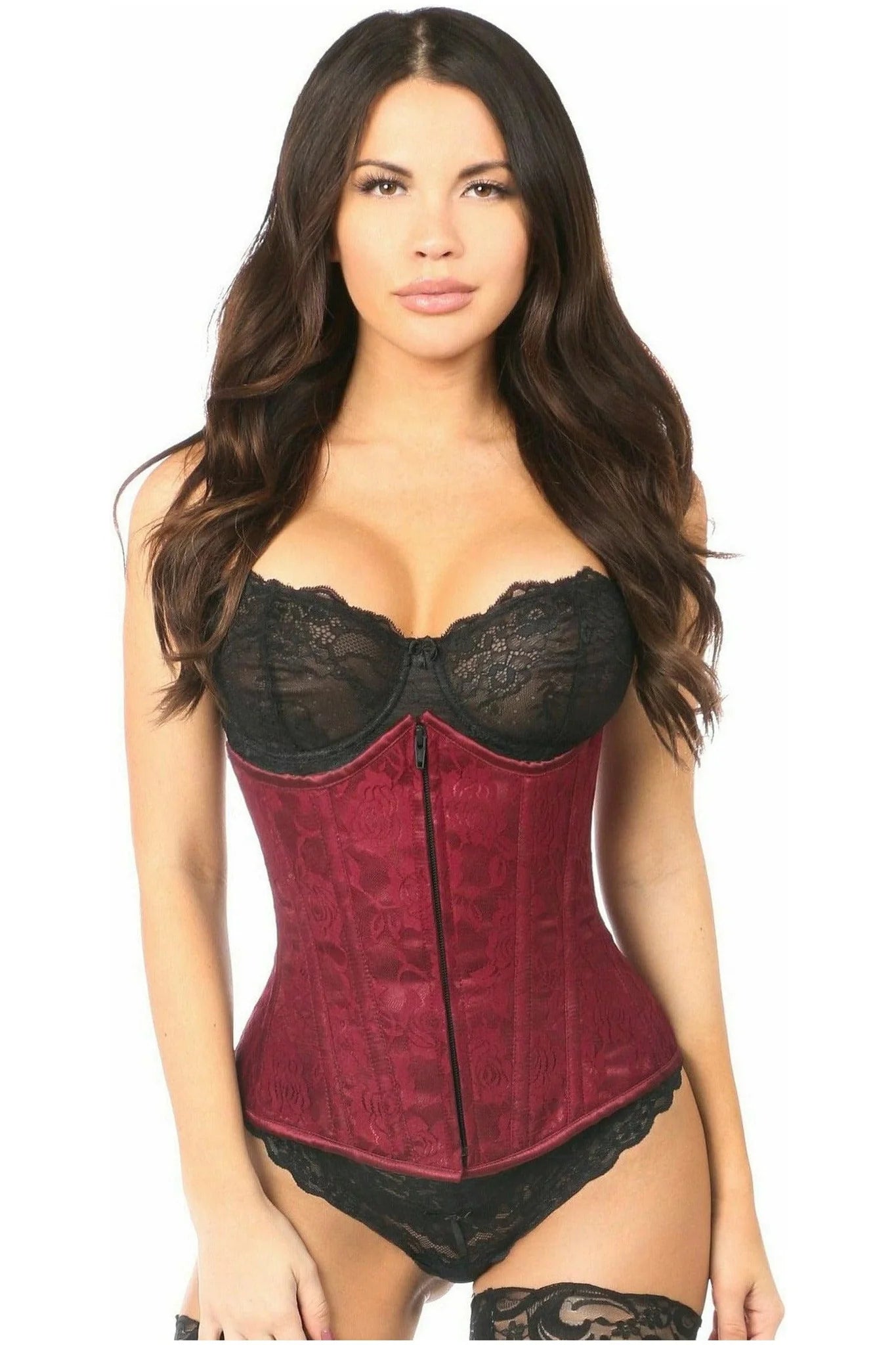 corset with floral mesh-Lavish Brocade Underbust Corset Queen