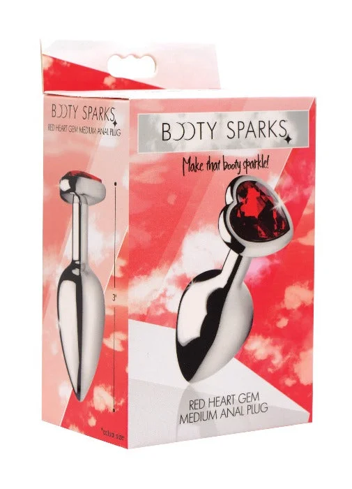 Anal toys for touch vibe-Booty Sparks ''Red Heart'' Gem Anal Plug -Medium