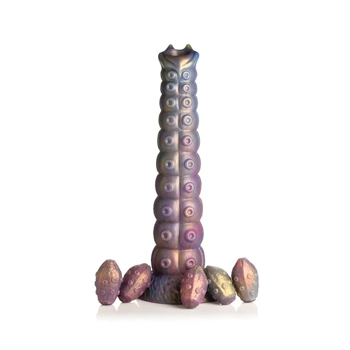 realistic glass straight dildo-Deep Invader Tentacle Ovipositor Silicone Dildo with Eggs - Creature Dildo