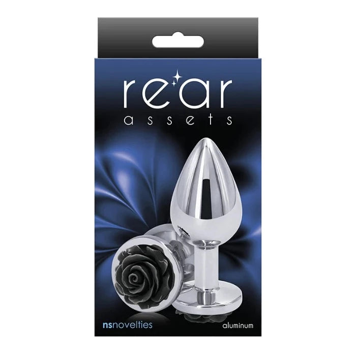 Anal toys with solid joy-Rear Assets ''Rose'' Small Plug Black/Silver