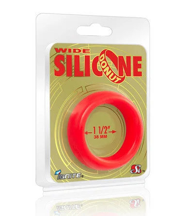 cock ring with bold texture-Wide Silicone Donut - Red - 1.5-Inch Diameter