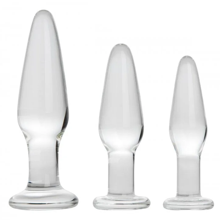 Anal toys for close thrill-Dosha 3 Piece Glass Anal Plug Kit