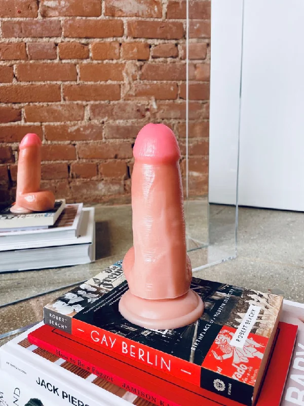 veined silicone thick dildo-6" BARESKIN DILDO BY JOCK w. BALLS - Light