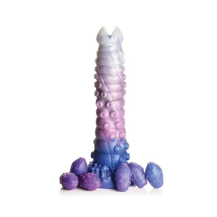 veined rubber yellow dildo-Tenta-Queen Silicone Dildo with Eggs - Fantasy Dildo