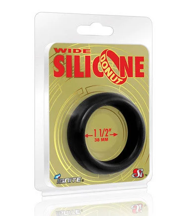 cock ring for muscle fitness-Wide Silicone Donut - Black - 1.5-Inch Diameter