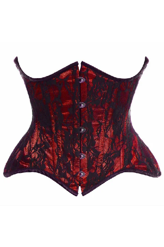 corset with velvet inserts-Top Drawer Lace Steel Waist Corset