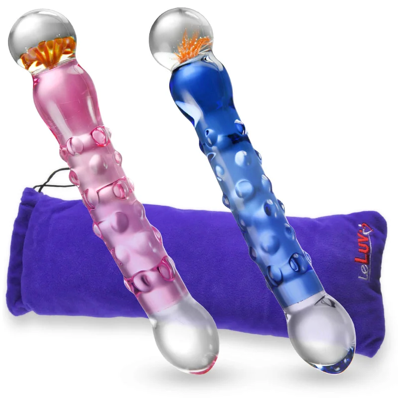 curved glass fantasy dildo-LeLuv Glass 8 Inch Double-ended Flower Head Dildo