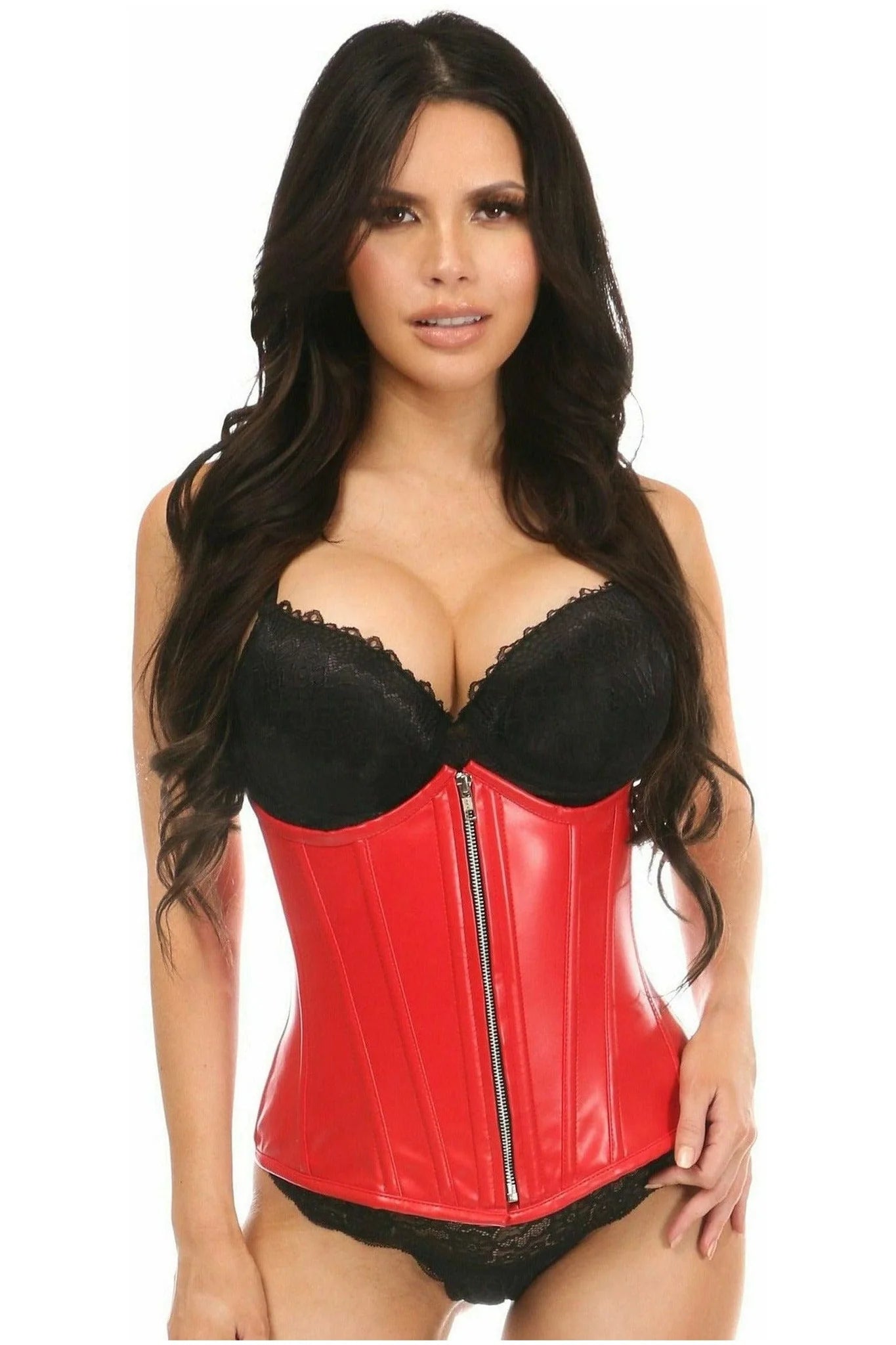 corset with leaf pattern-Queen Lavish Wet Look Under Bust Corset