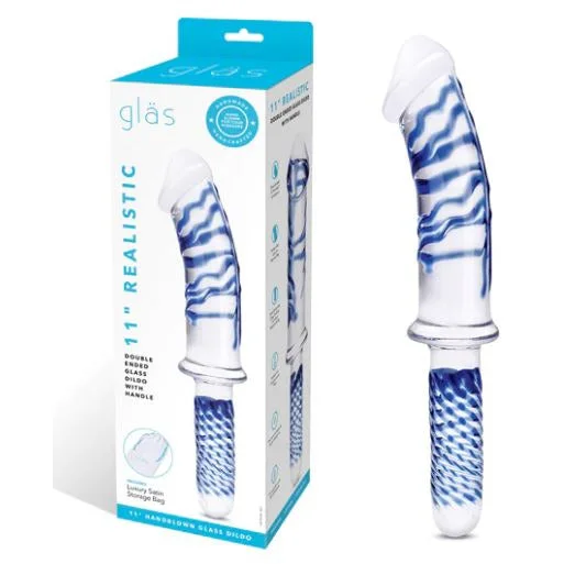 lifelike rubber blue dildo-Realistic Double Ended  Glass Dildo 11" by Glas