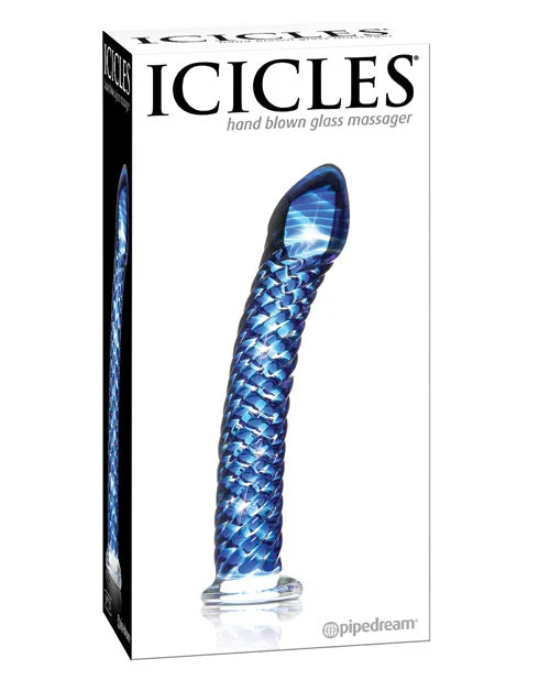 thin glass pink dildo-Icicles No.Hand Blown Glass - Clear W/ridges