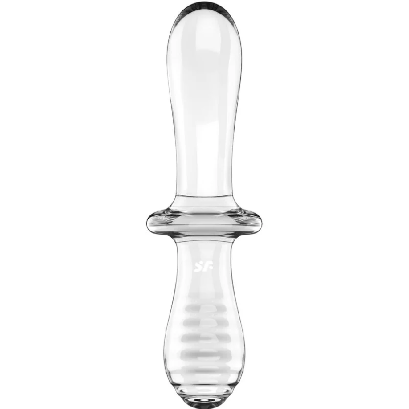 small glass violet dildo-Satisfyer - Double Crystal Dildo Transparent