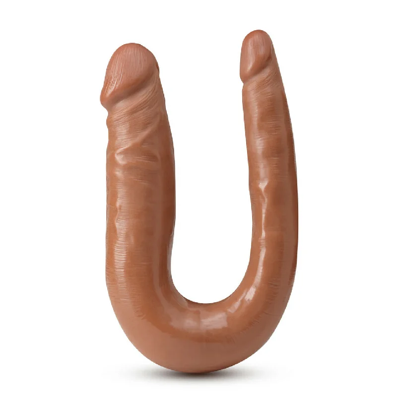 curved rubber smooth dildo-Dr Skin Mini Double Dong Mocha