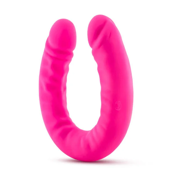 fantasy rubber straight dildo-Ruse 18 Silicone Slim Double Dong Hot Pink "