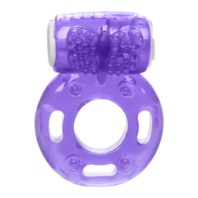 cock ring with safe joy-Foil Pack Vibrating Ring - Purple