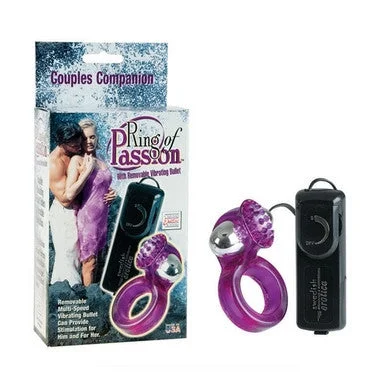 cock ring for couple closeness-Ring Of Passion With Removable Vibrating Bullet - Purple