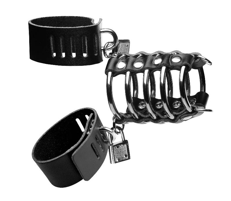 cock ring for beginner joy-5 Ring Chastity Device With Cock & Ball Strap