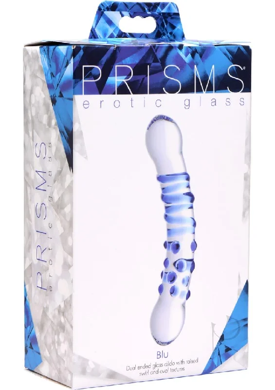 straight glass violet dildo-Blu Dual Ended Glass Dildo