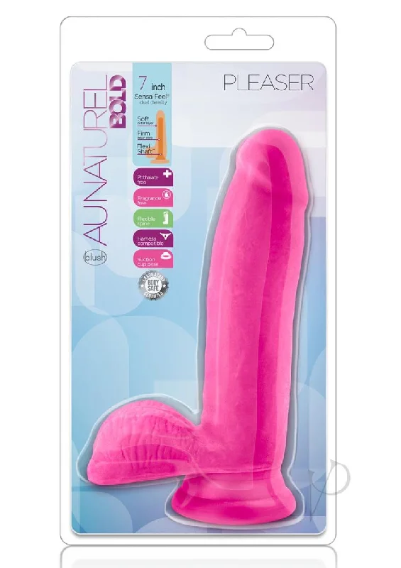 ribbed silicone thick dildo-Au Naturel Bold Pleaser Dildo 7 Pink