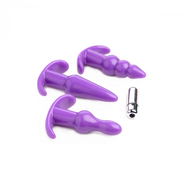 Anal toys with slanted tip-4 Piece Vibe Anal Plug Set