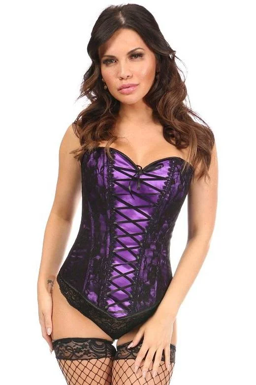 corset dress for parade-Lace-Up Overbust Corset with Black Lace