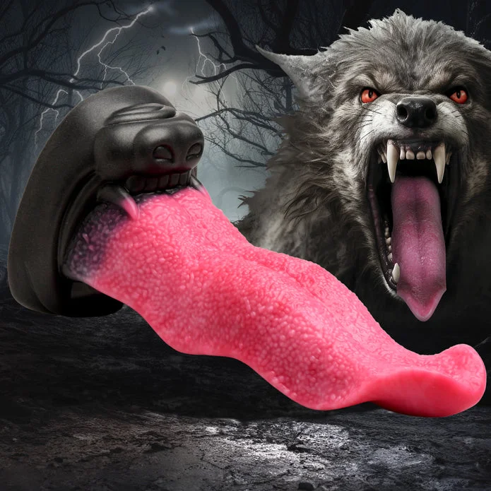 ribbed rubber black dildo-Wolf's Lick Wolf Maw Silicone Dildo