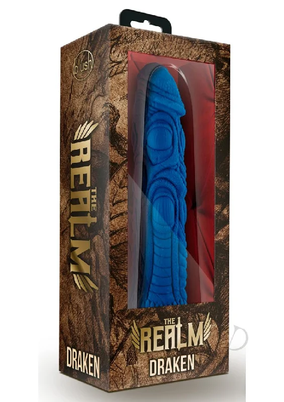 thin glass thin dildo-Realm Draken Lock On Dildo Blue