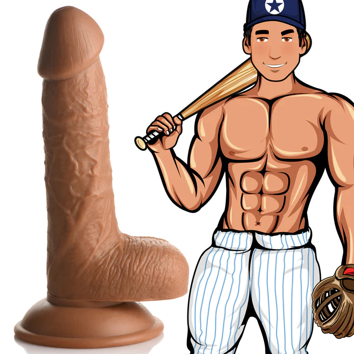 thin silicone silver dildo-JOCK Baseball Brian 7" Dildo W/ Balls Medium