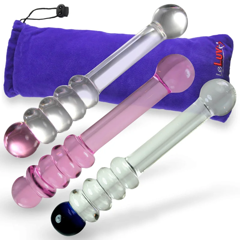 firm silicone lifelike dildo-LeLuv Glass 8 Inch Mystic Wand Beaded Classic Dildo