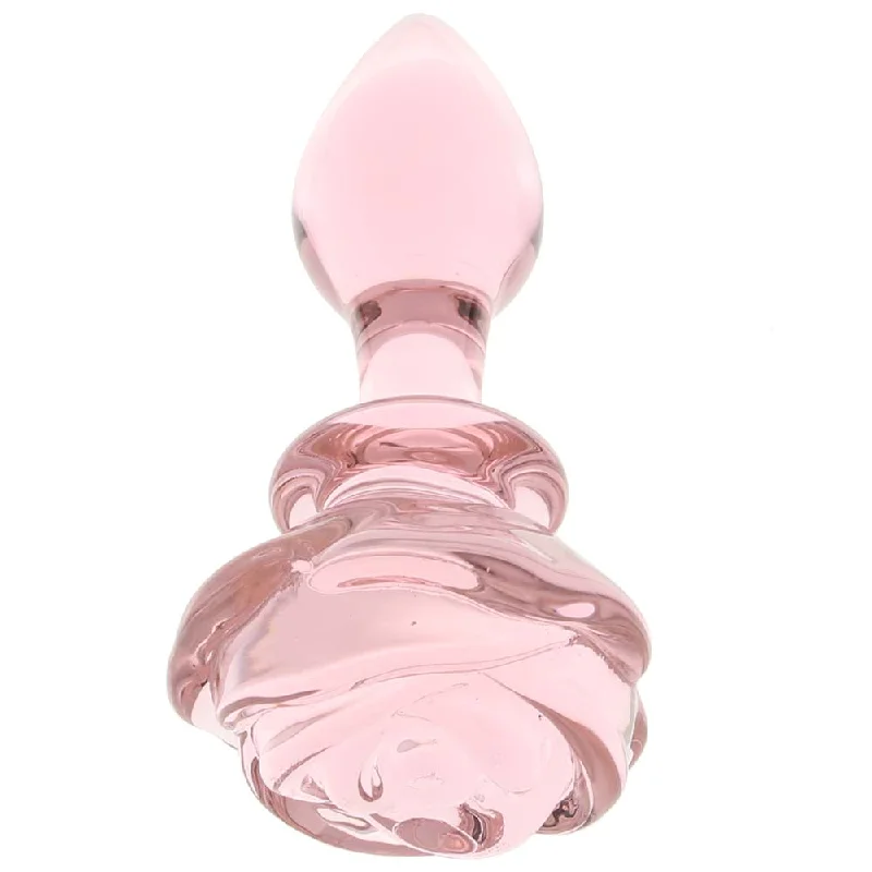 Anal toys with firm grasp-Booty Sparks Pink Rose Glass Anal Plug in Small