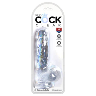 thin rubber bumpy dildo-King Cock Clear With Balls Dildo 6" by Pipedream Products®